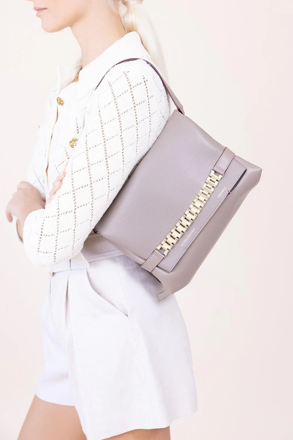 Chain Pouch Shoulder Bag - Taupe - Image 2