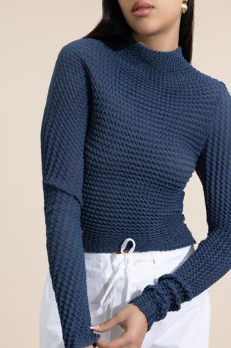 Chevron Long Sleeve Crop Top - Image 3
