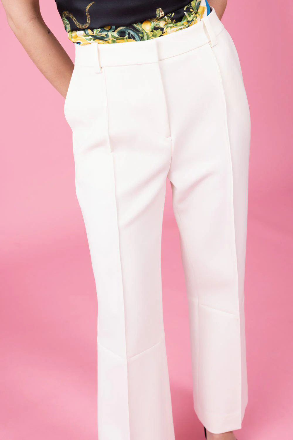 Cropped Kick Trouser - Ivory - Image 2