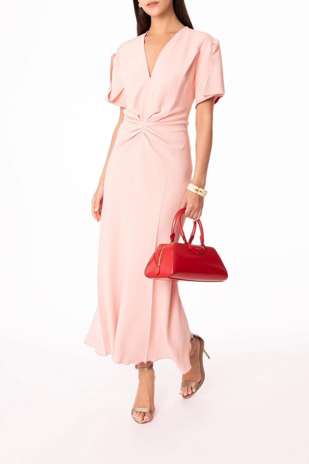 Gathered Midi Dress - Antique Pink - Image 2