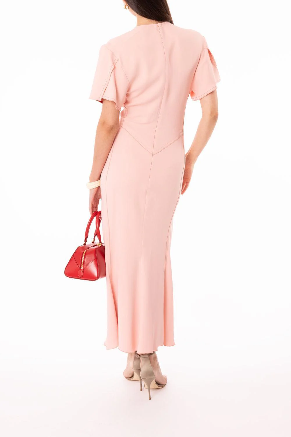 Gathered Midi Dress - Antique Pink - Image 4