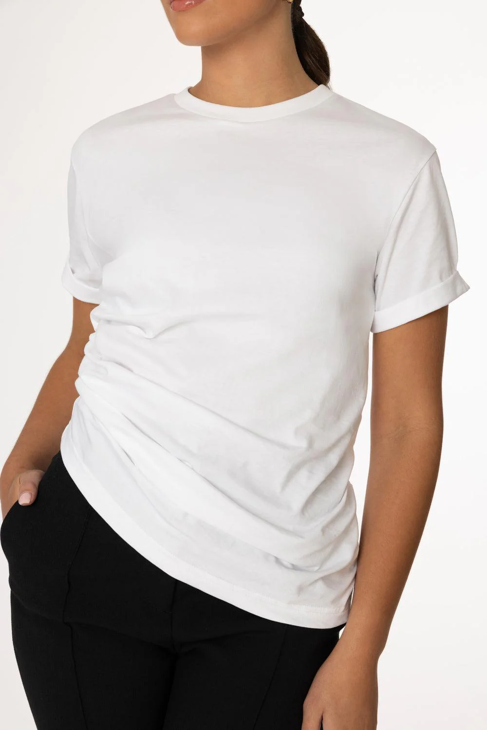 Gathered T-Shirt - White - Image 3