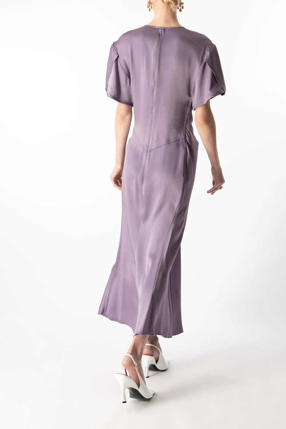Gathered V-Neck Midi Dress - Iris - Image 4