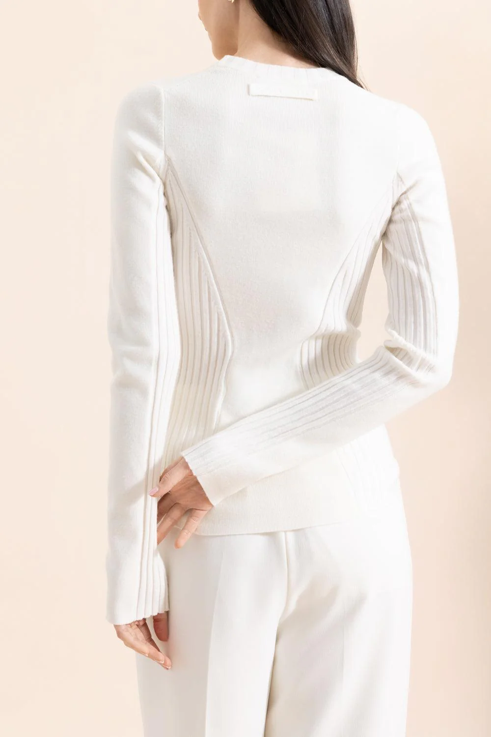 Panelled Rib Crew Neck Top - Image 4