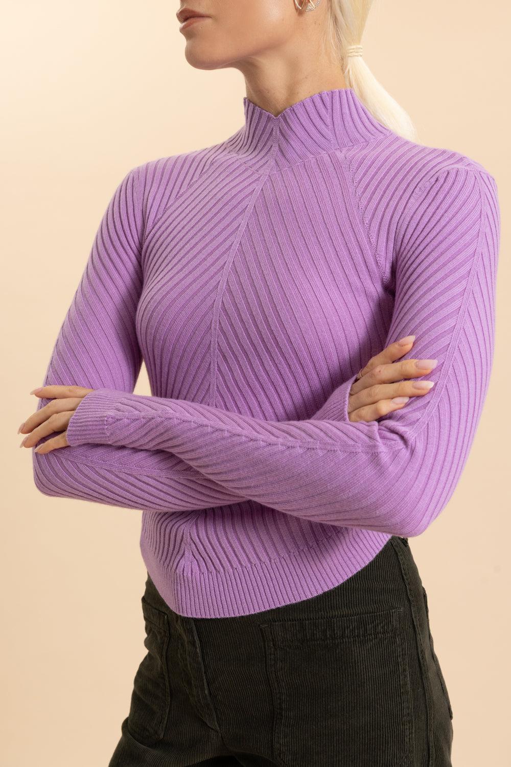Ribbed Long Sleeve Polo Top - Image 3