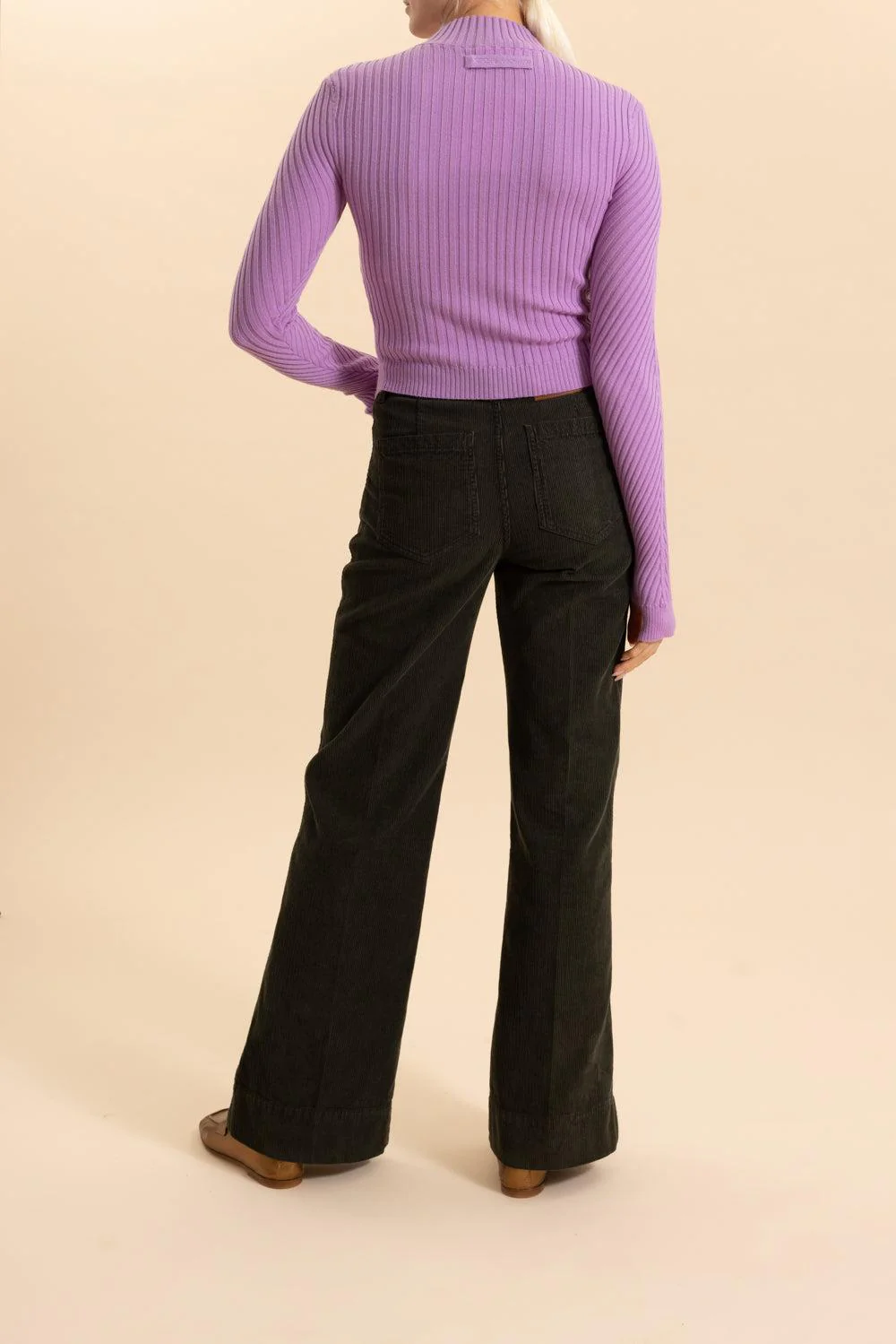 Ribbed Long Sleeve Polo Top - Image 4