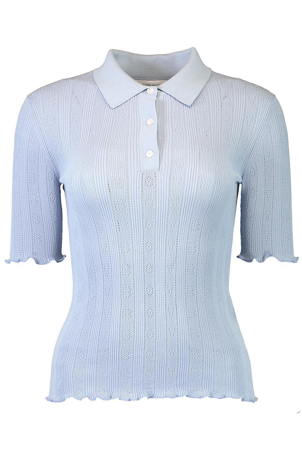 Short Sleeve Frill Polo Top