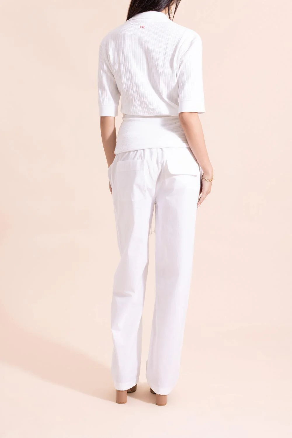 Twist Detail Polo Top - White - Image 4