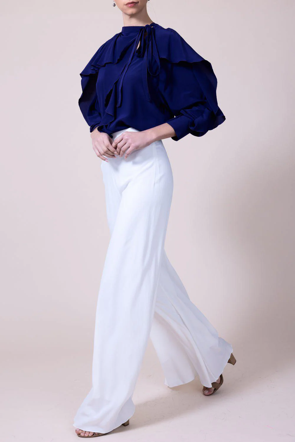 Tie Ruffle Blouse - Violet - Image 6