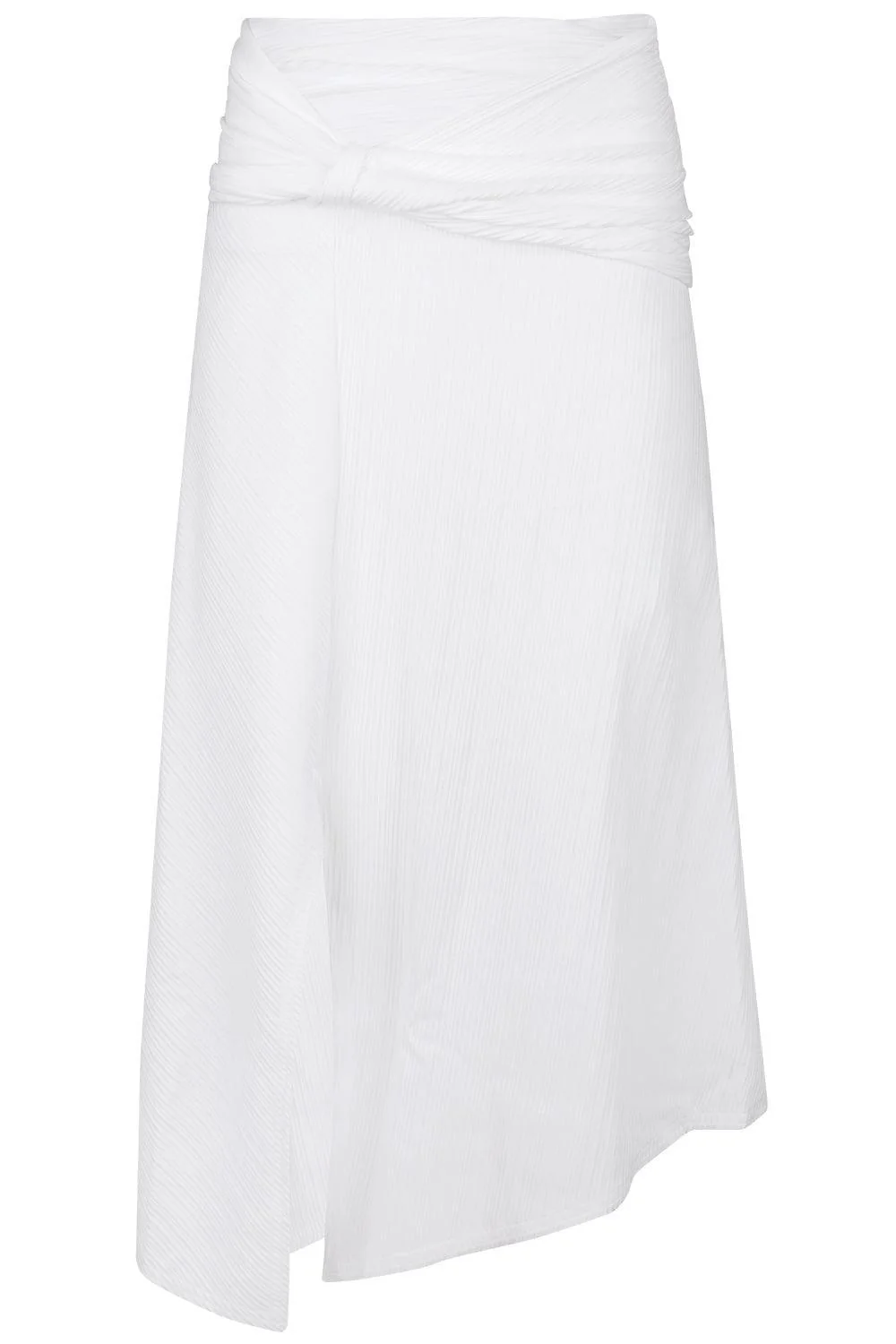 Twist Detail Midi Skirt - White