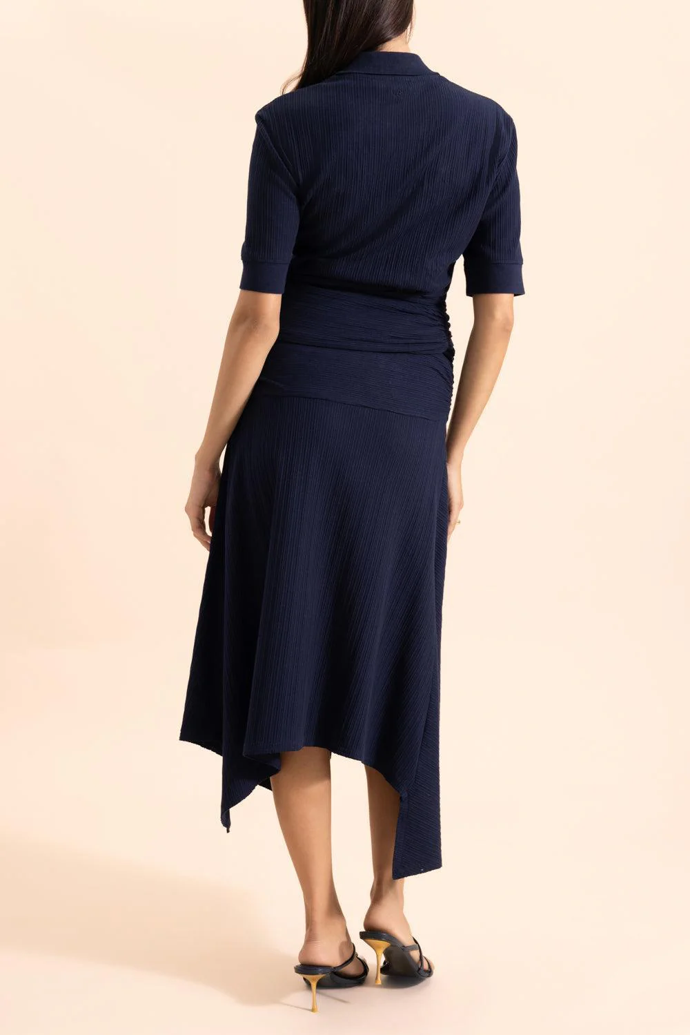 Twist Detail Polo Top - Navy - Image 4