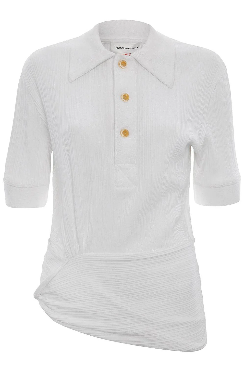 Twist Detail Polo Top - White