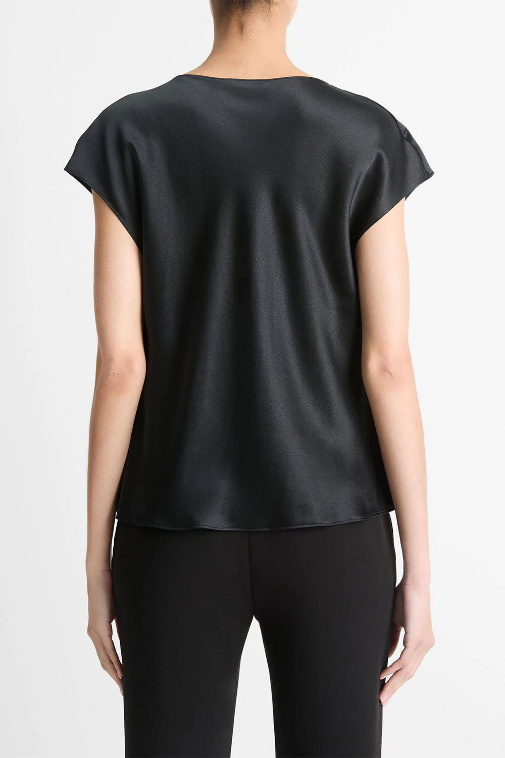 Cowl Neck Cap Sleeve Blouse - Black - Image 4