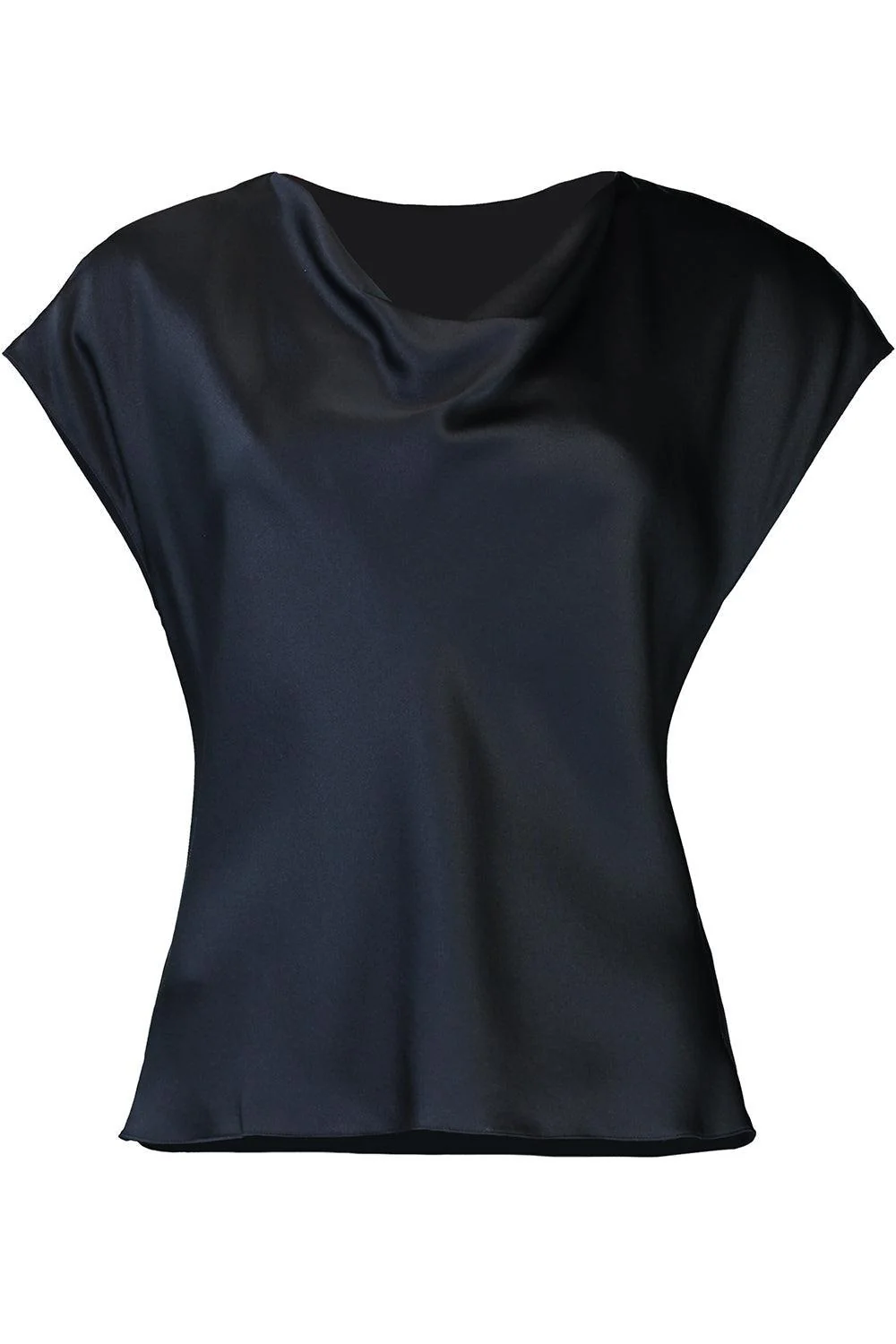 Cowl Neck Cap Sleeve Blouse - Coastal Blue