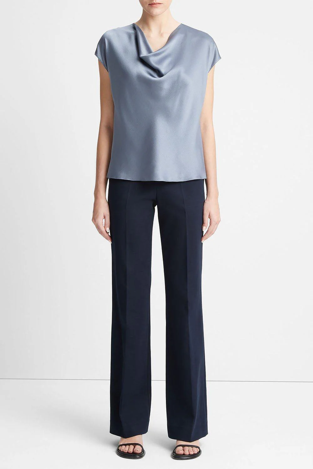 Cowl Neck Cap Sleeve Blouse - Iris Water - Image 3