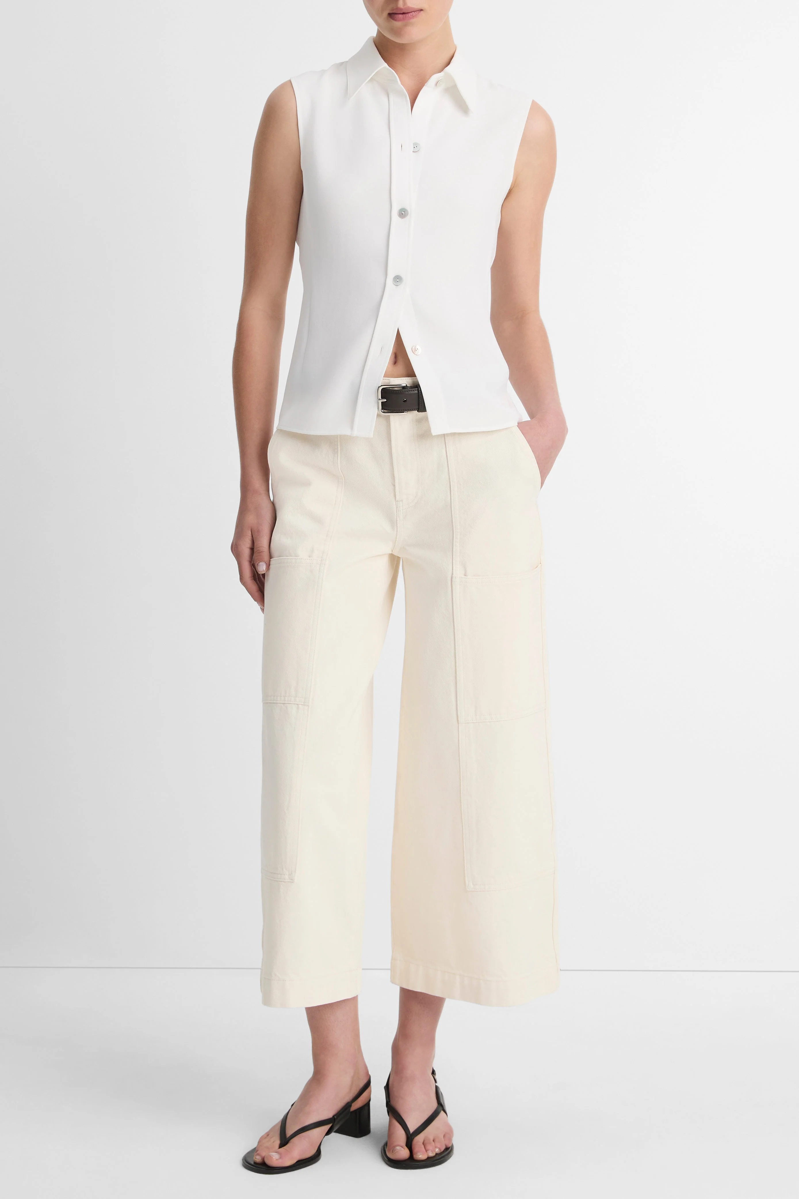 Sleeveless Button Front Shirt - Image 3