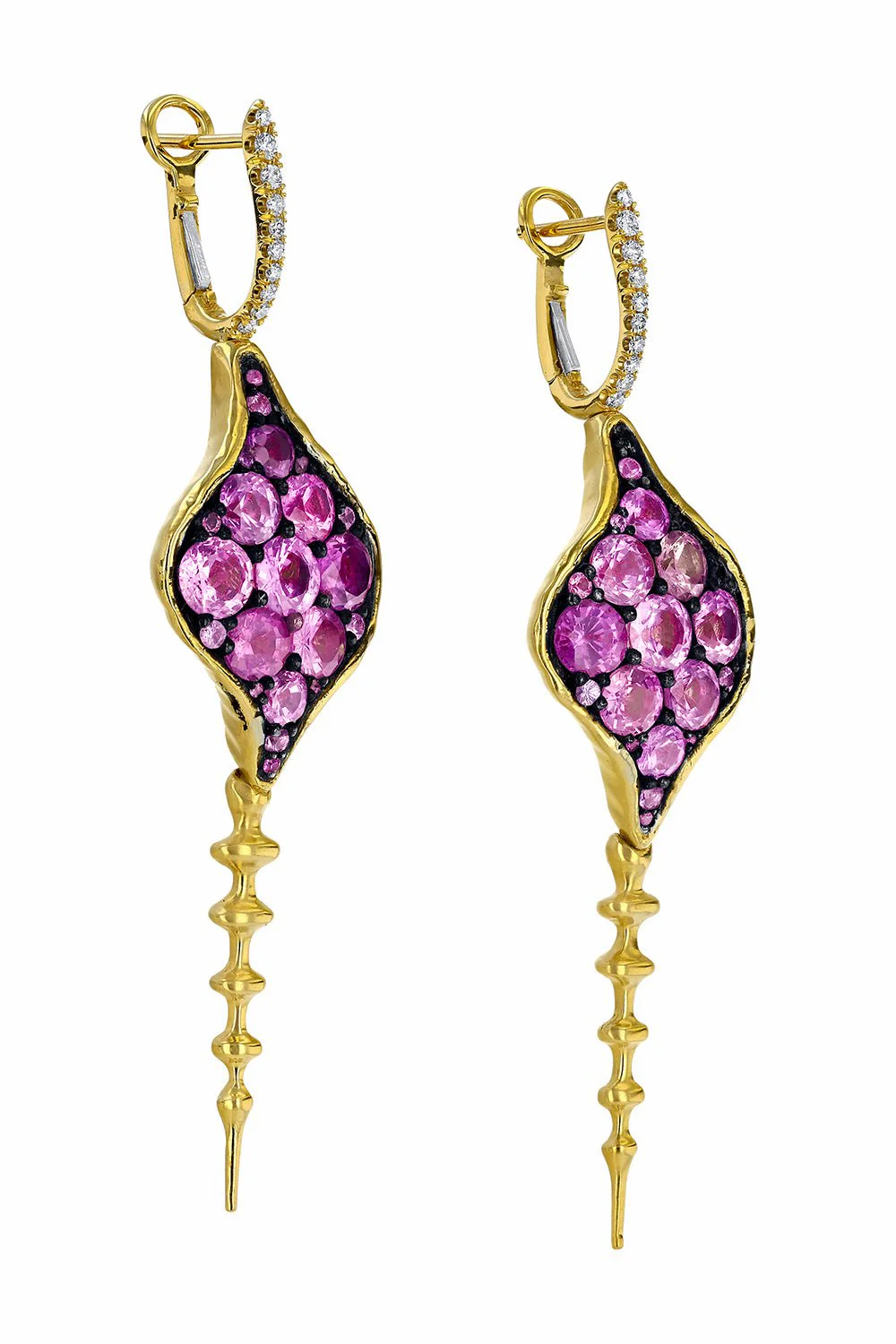 Chrona Diamond Pink Sapphire Earrings - Image 3