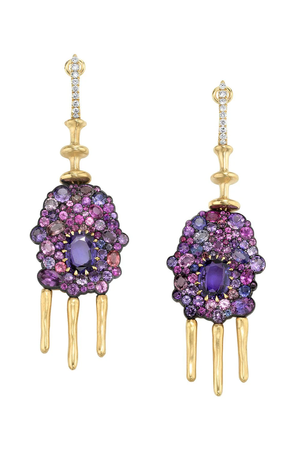 Chrona Diamond Purple Sapphire Earrings