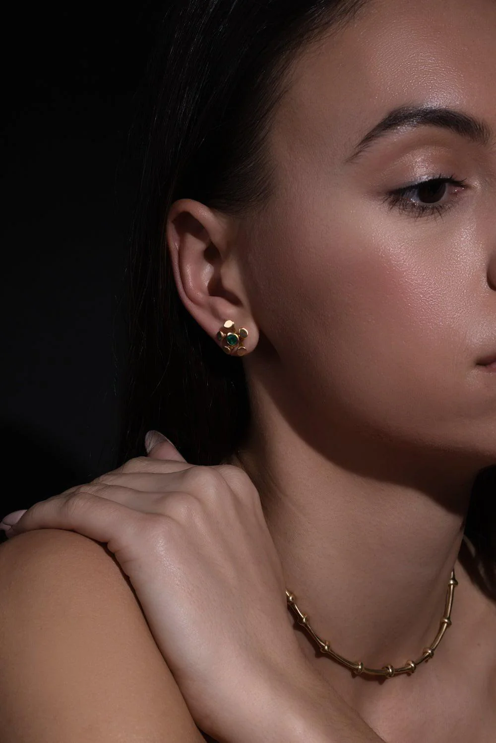 Emerald Chrona Stud Earrings - Image 2