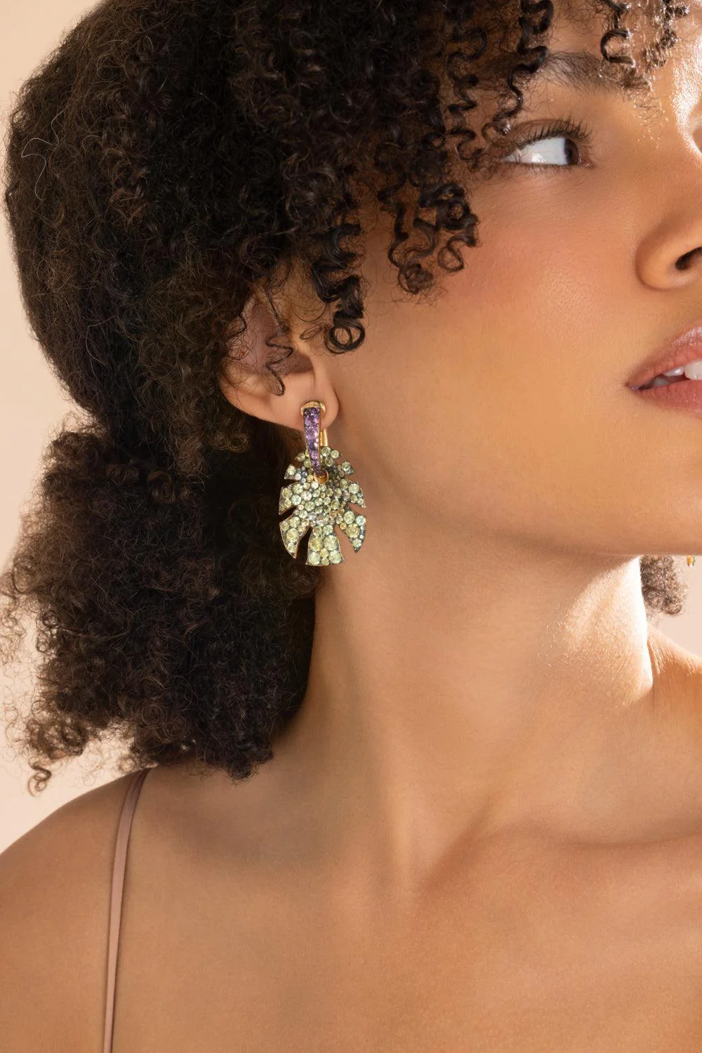 Green Purple Sapphire Split Super Sine Earrings - Image 3