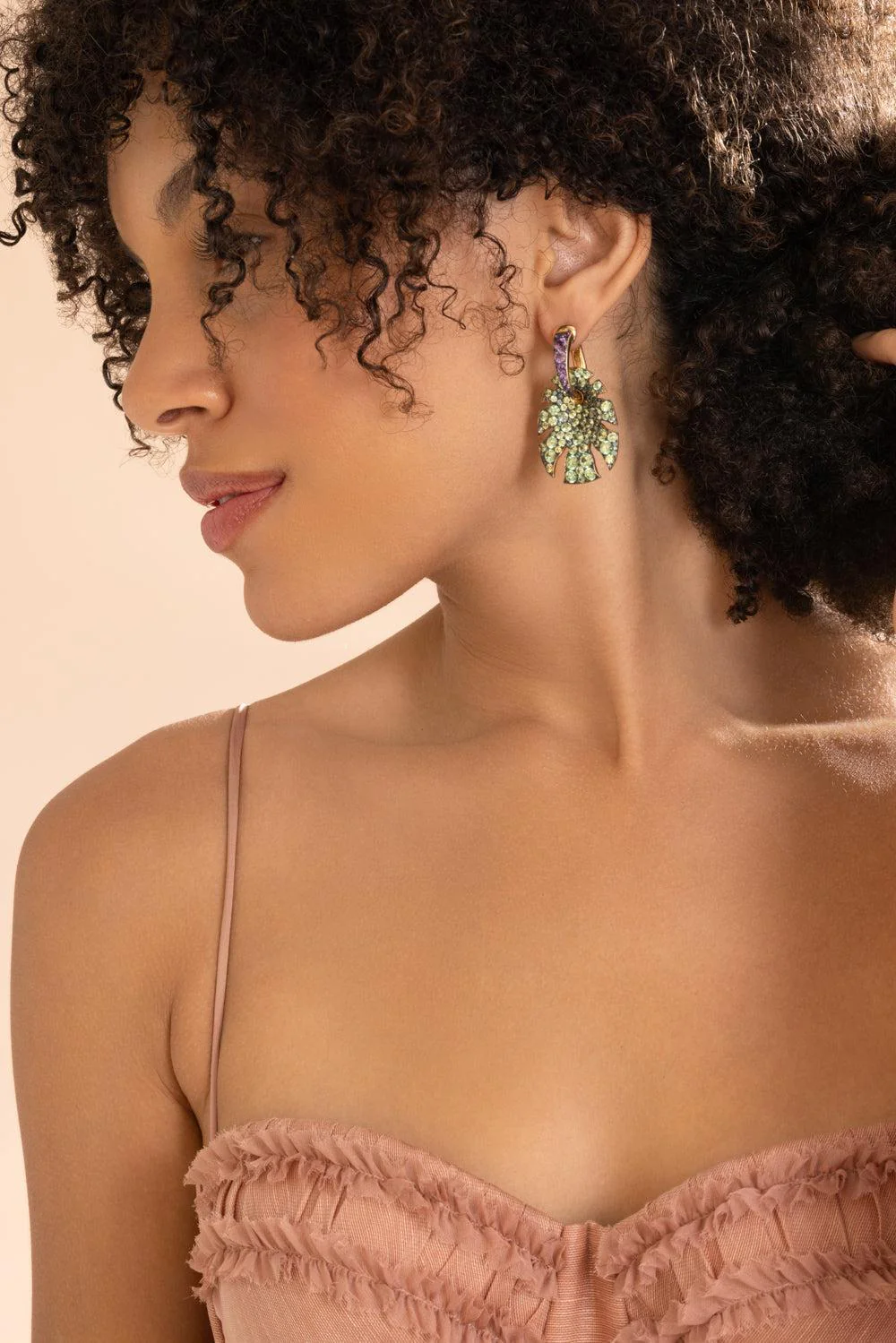 Green Purple Sapphire Split Super Sine Earrings - Image 4