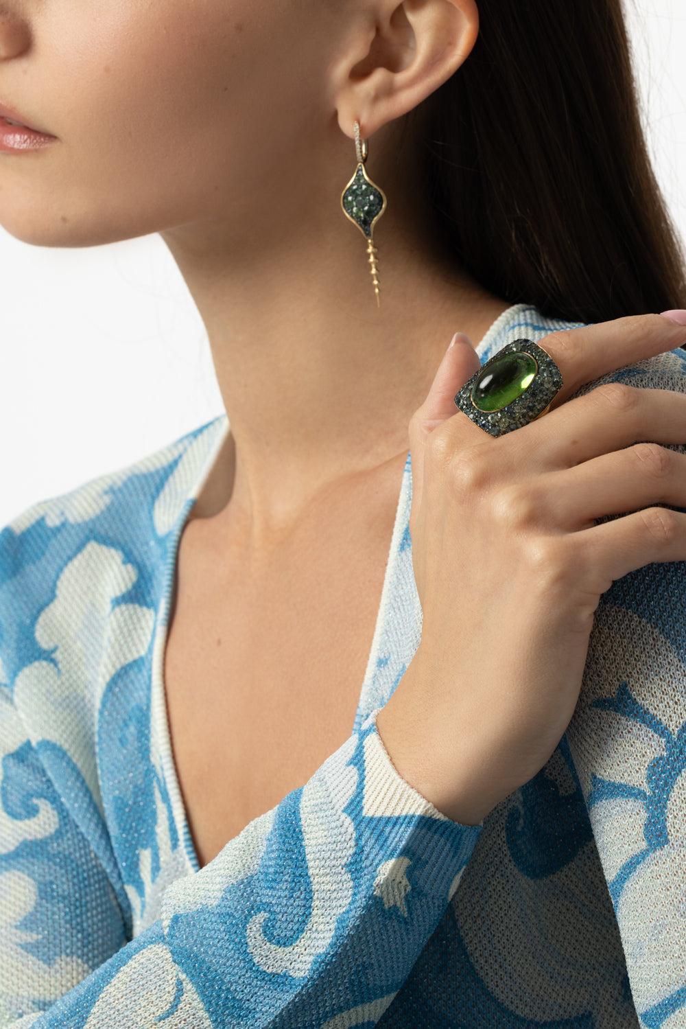 Green Sapphire Chrona UFO Ring - Image 4