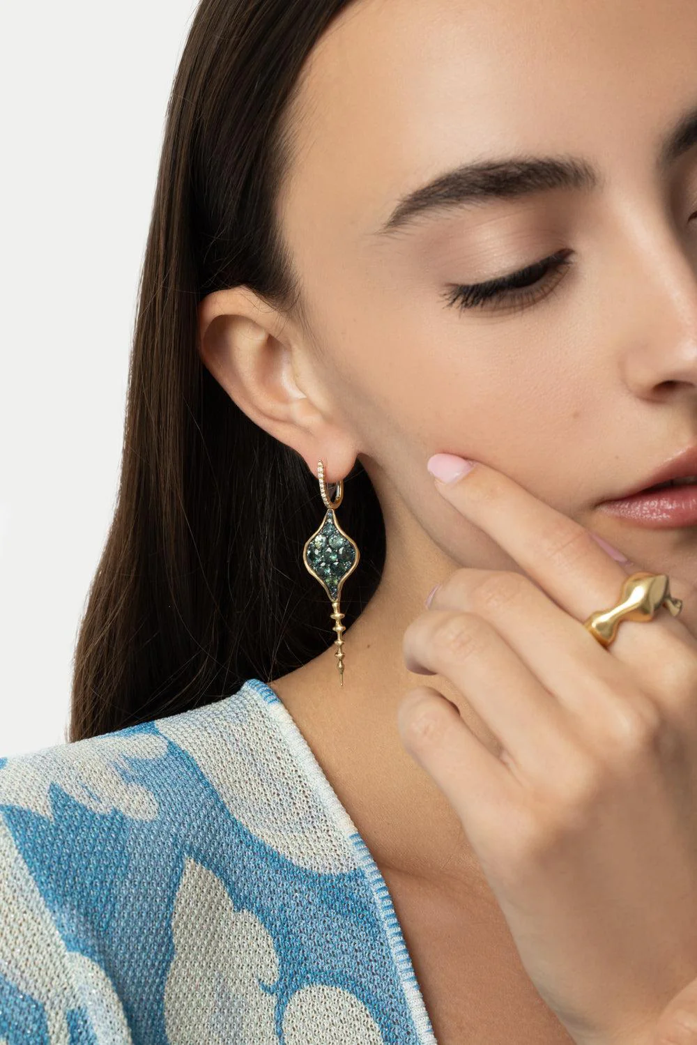 Green Sapphire DiaChrona Earrings - Image 2