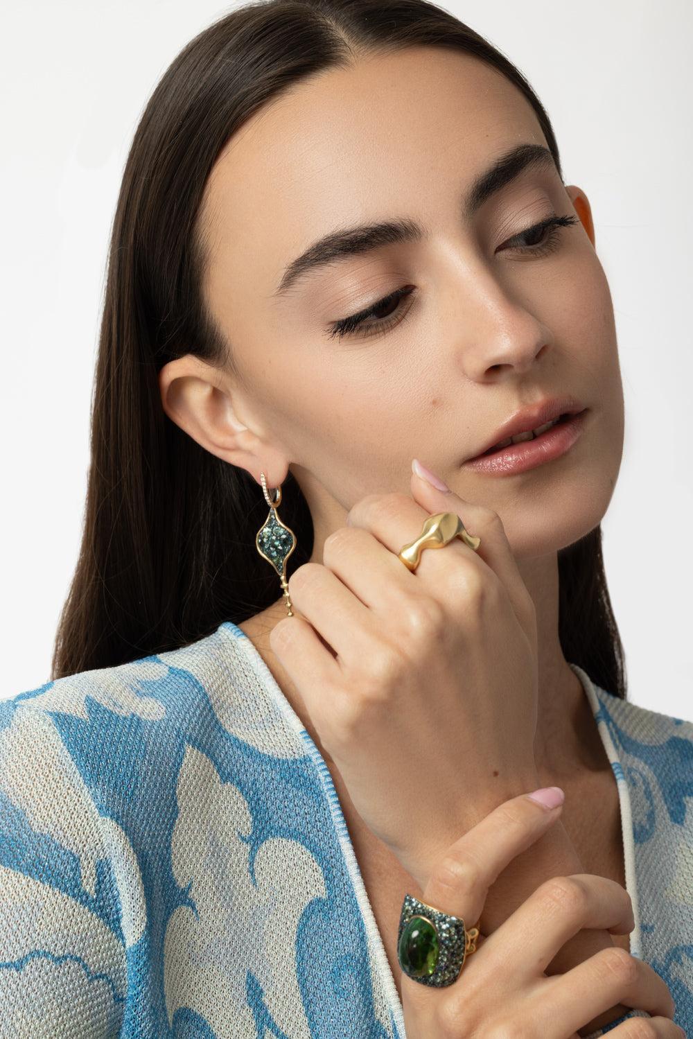 Green Sapphire DiaChrona Earrings - Image 3