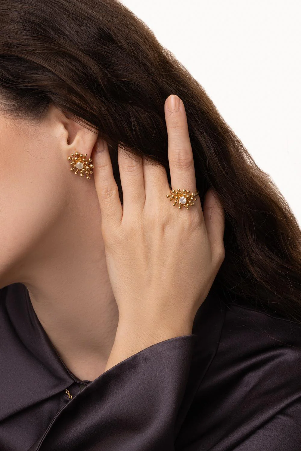 Grey Diamond Nocturne Stud Earrings - Image 3