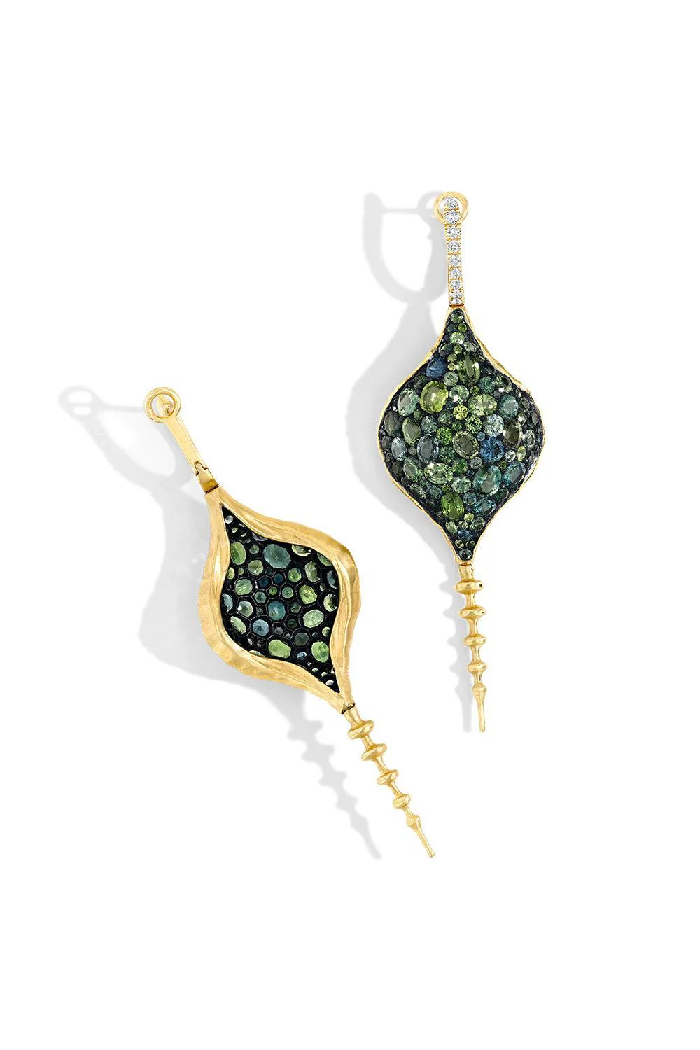 Large Green Sapphire DiaChrona Earrings