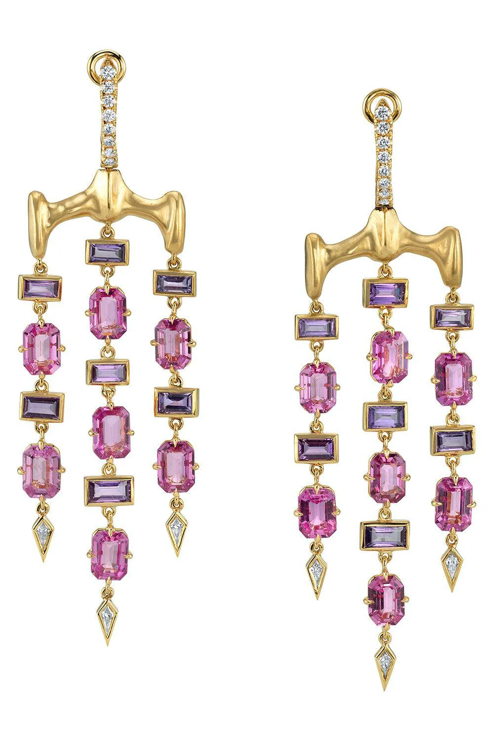 Pink Sapphire Chrona Chandelier Earrings