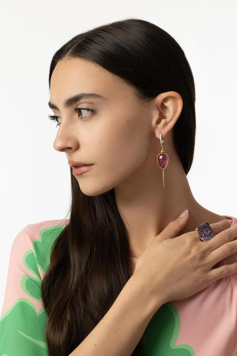 Pink Tourmaline Chrona Totem Earrings - Image 2