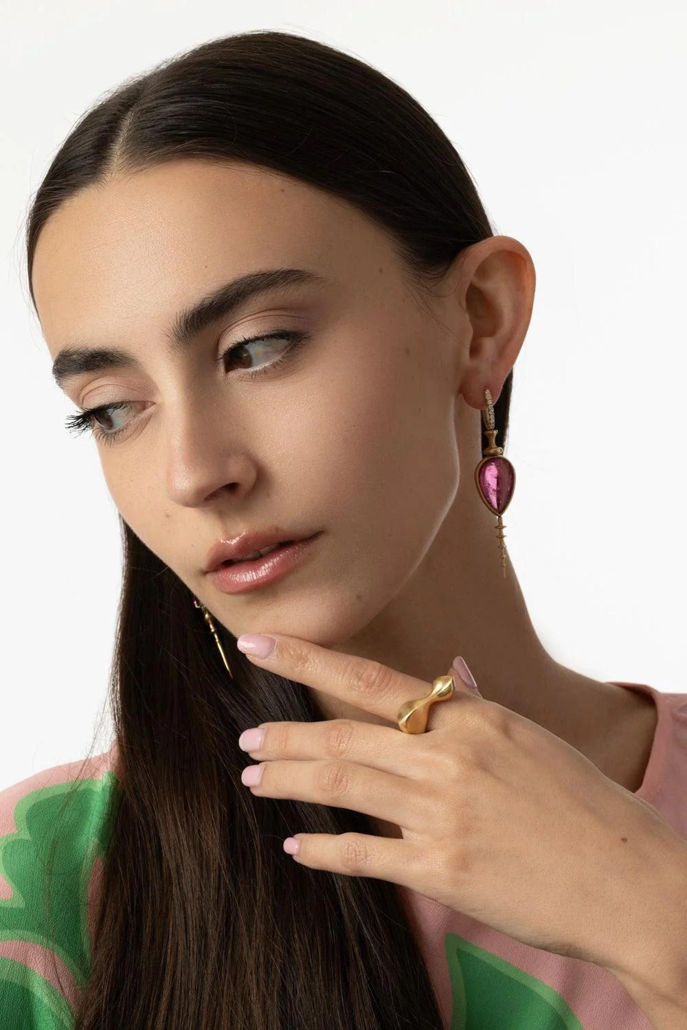 Pink Tourmaline Chrona Totem Earrings - Image 3