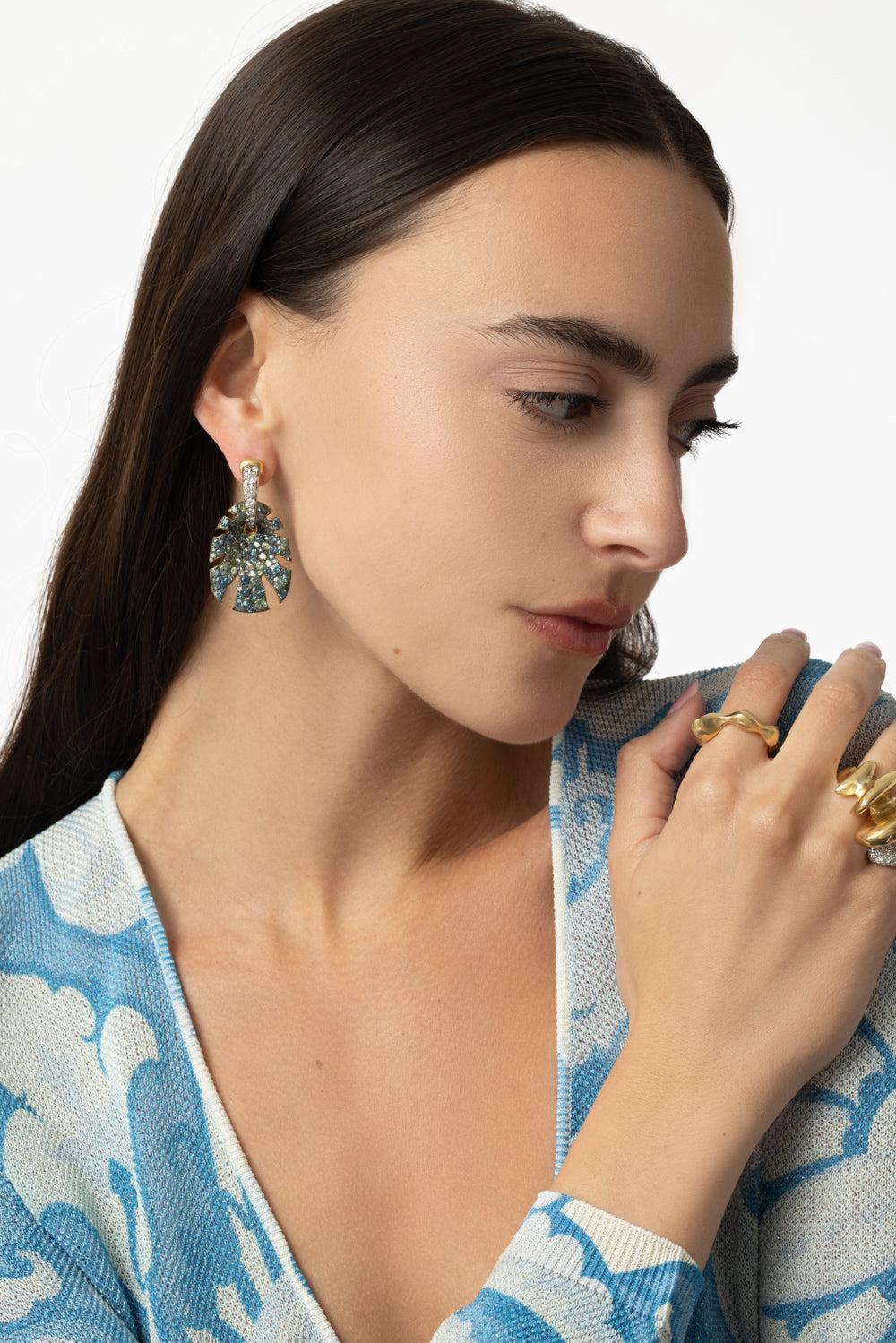 Split Super Sine Sapphire Earrings - Image 2
