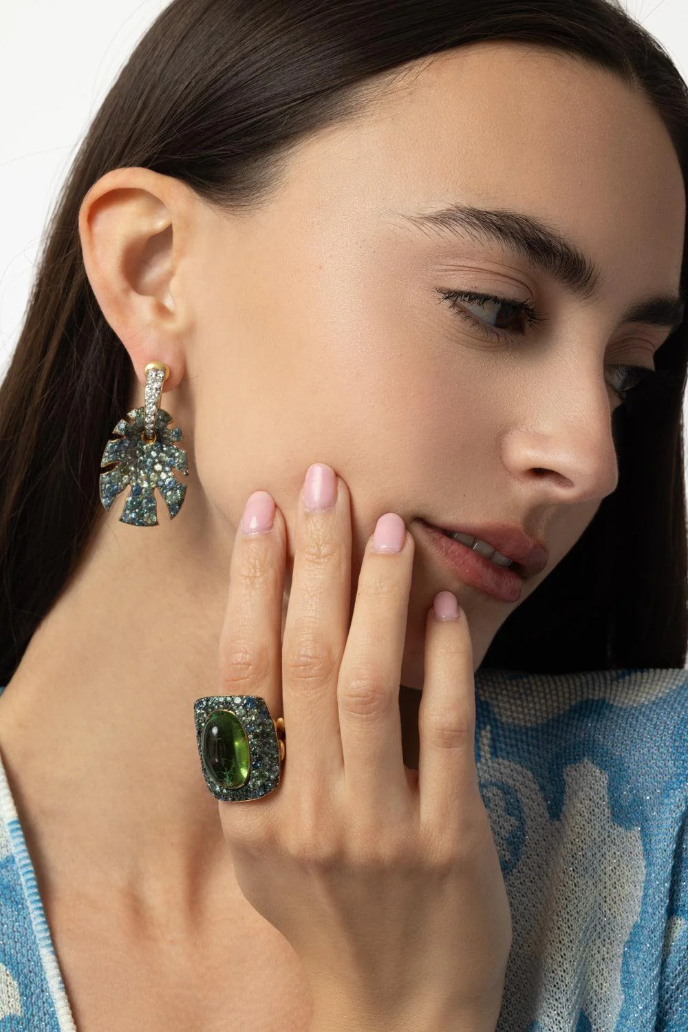 Split Super Sine Sapphire Earrings - Image 3