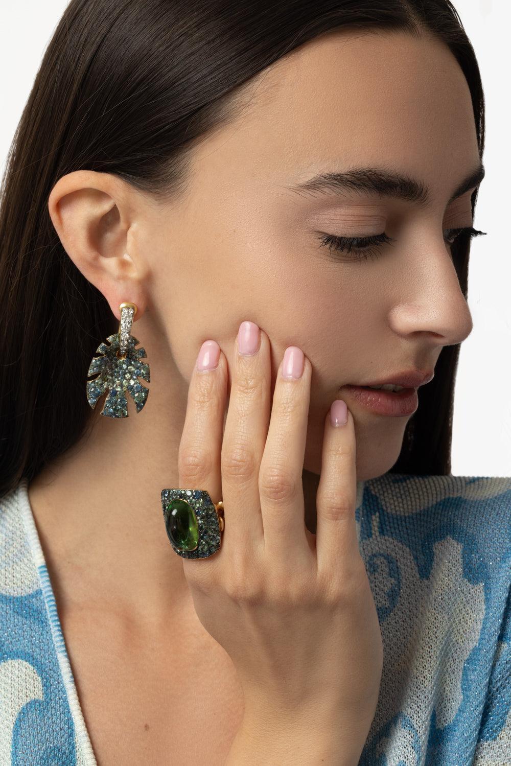 Split Super Sine Sapphire Earrings - Image 4