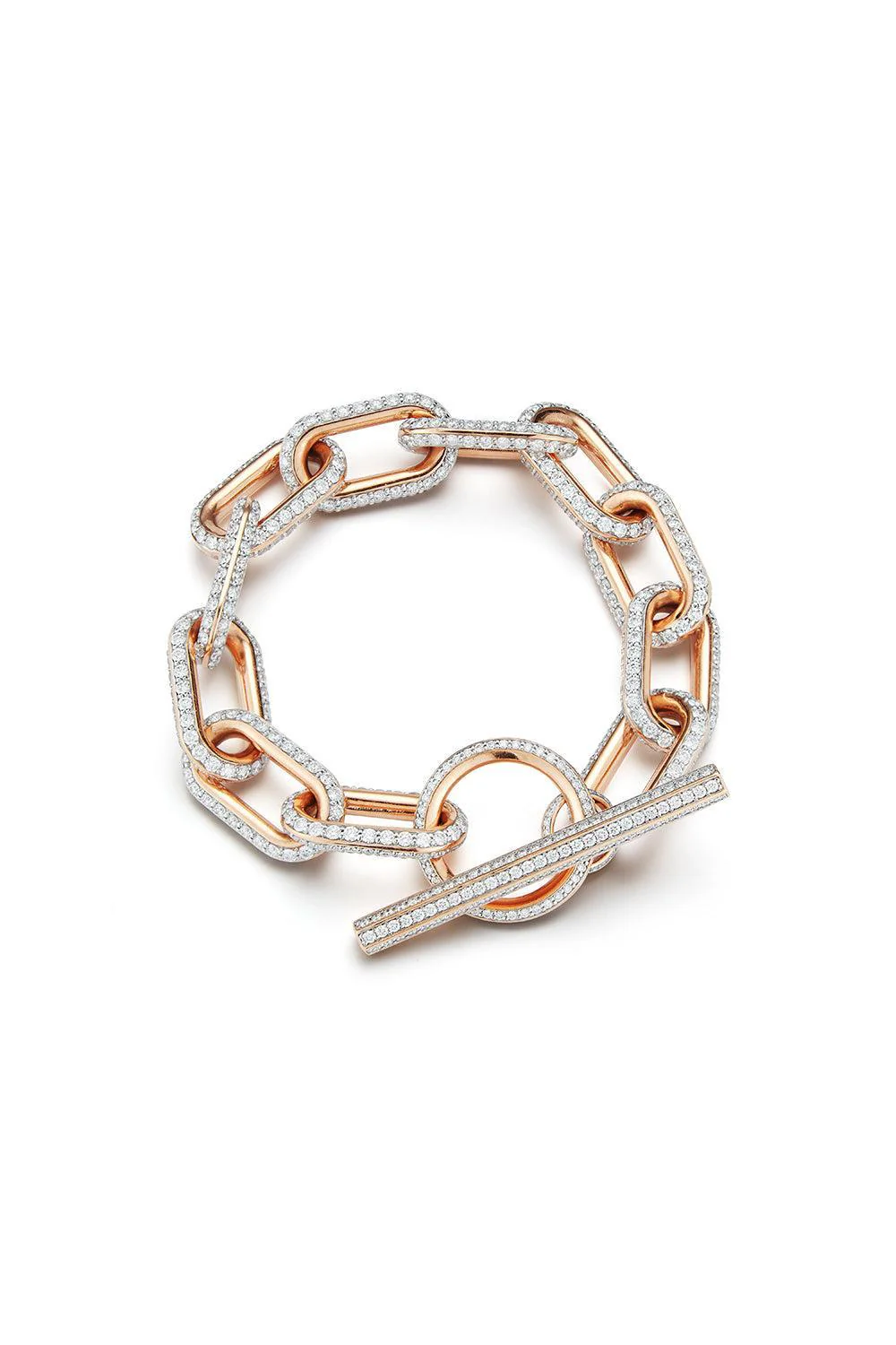 All Diamond Jumbo Saxon Toggle Bracelet - Yellow Gold - Image 3