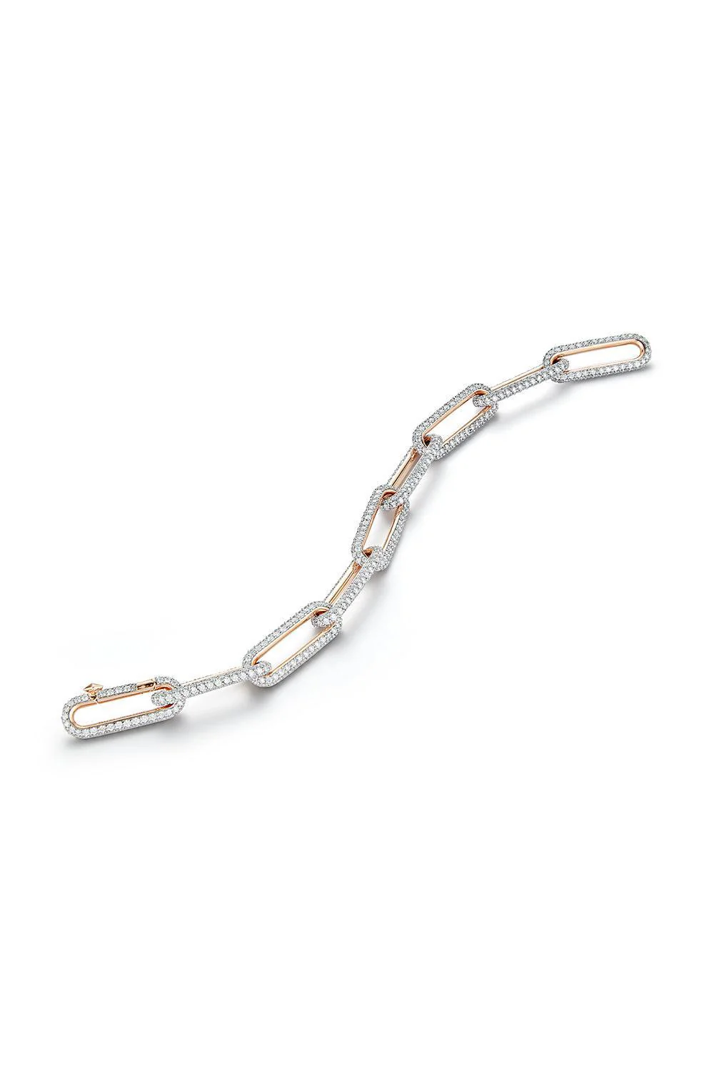 All Diamond Saxon Elongated Link Bracelet - Yellow Gold