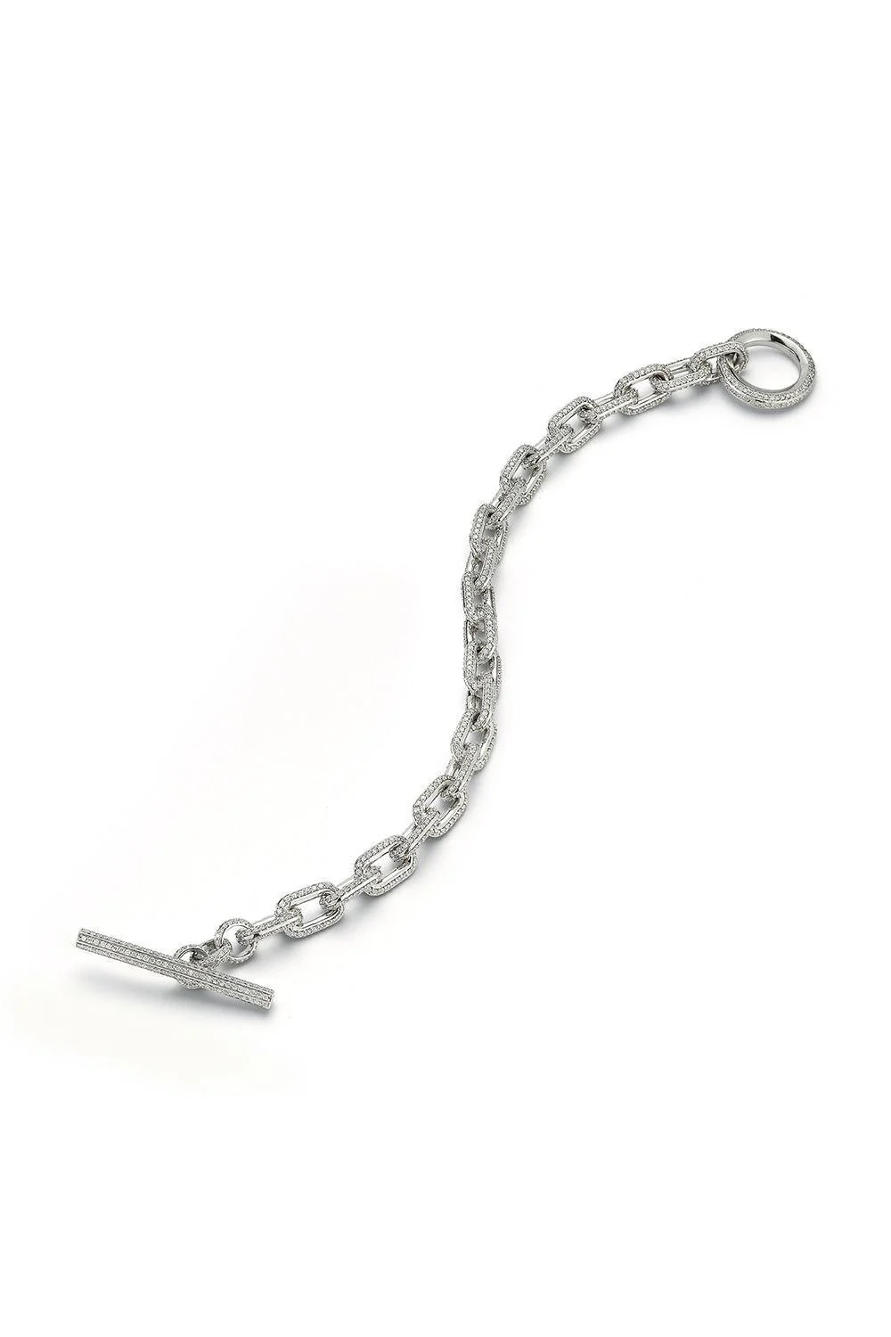 All Diamond Saxon Toggle Bracelet - White Gold - Image 2