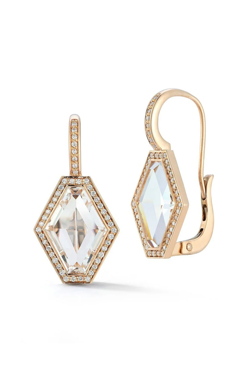 Bell Diamond Rock Crystal Hexagon Earrings - Image 4