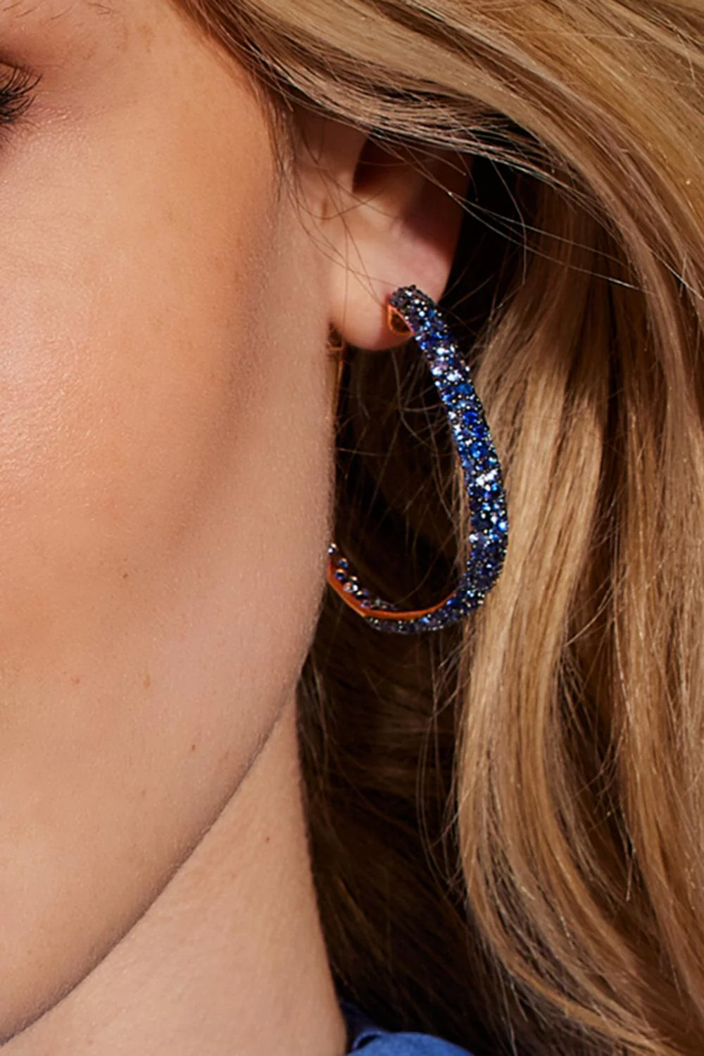 Blue Sapphire Julian Hoop Earirngs - Image 2