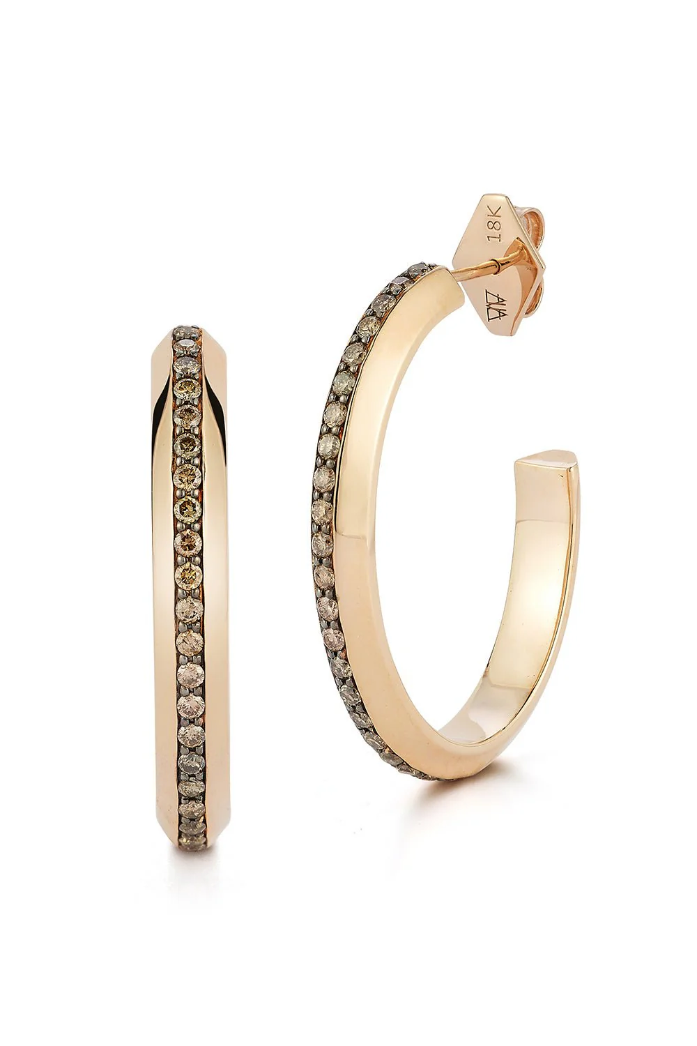 Champagne Diamond Knife Edge Hoop Earrings