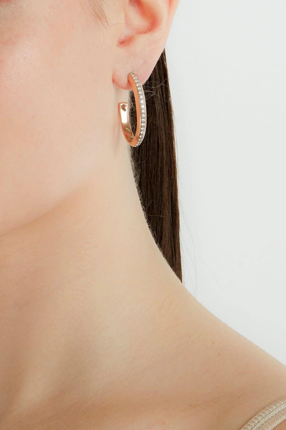 Champagne Diamond Knife Edge Hoop Earrings - Image 2