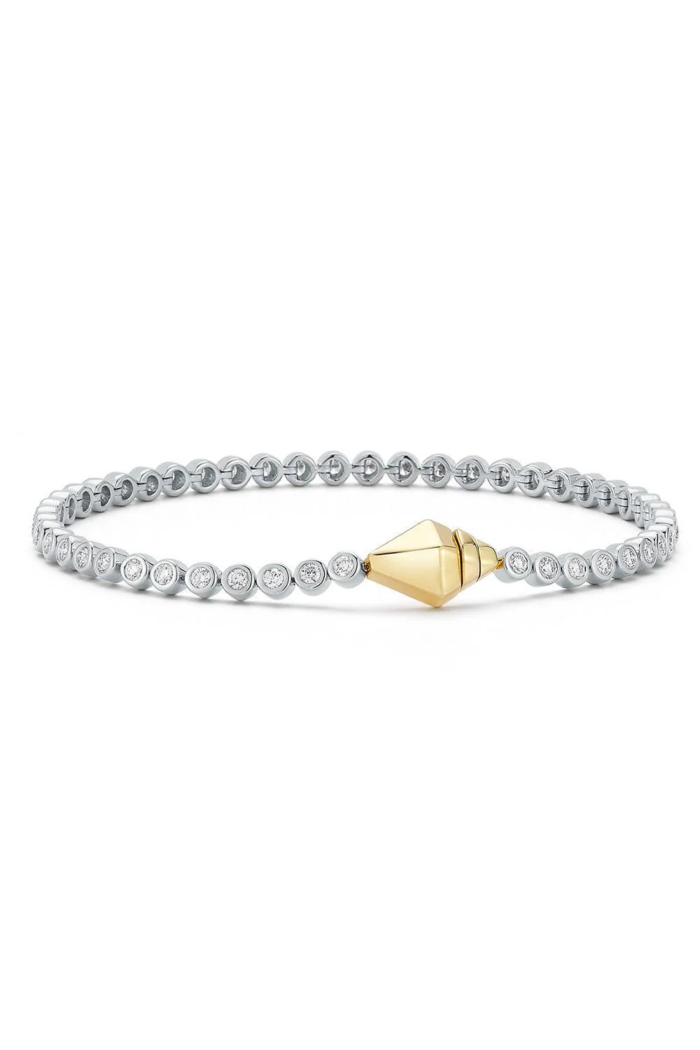 Diamond Bezel WF Classic Clasp Tennis Bracelet - White Gold