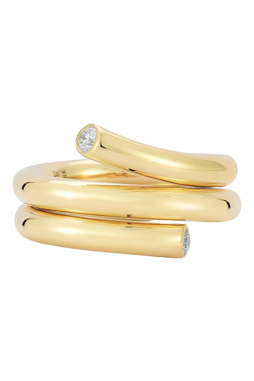 Diamond End Double Row Thoby Spiral Ring