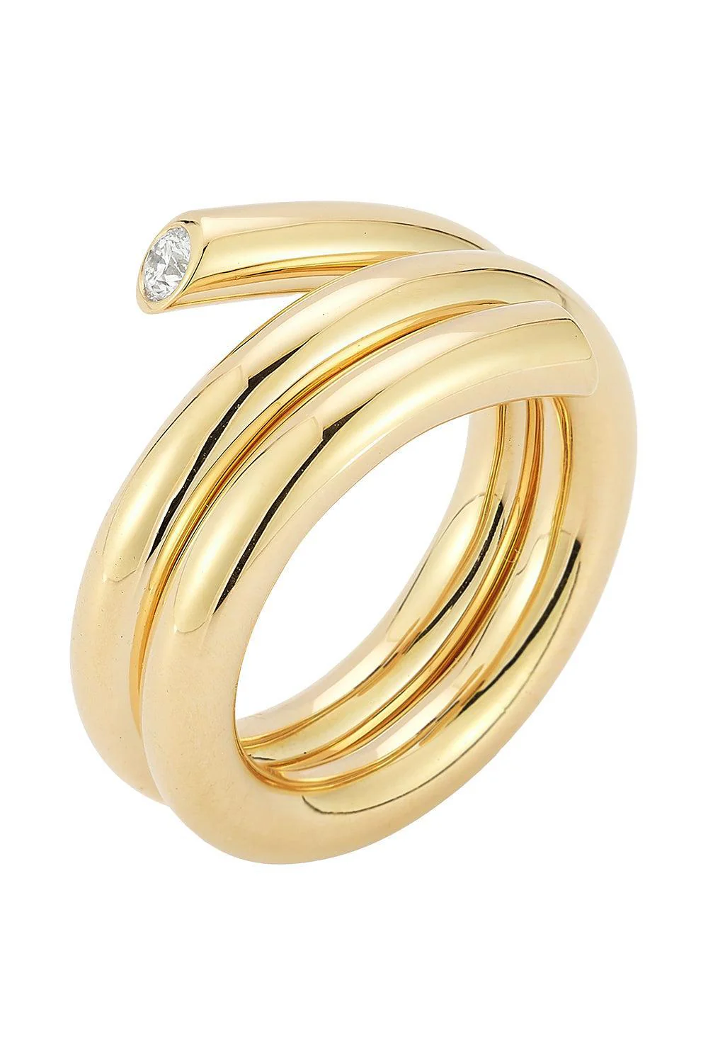 Diamond End Double Row Thoby Spiral Ring - Image 3
