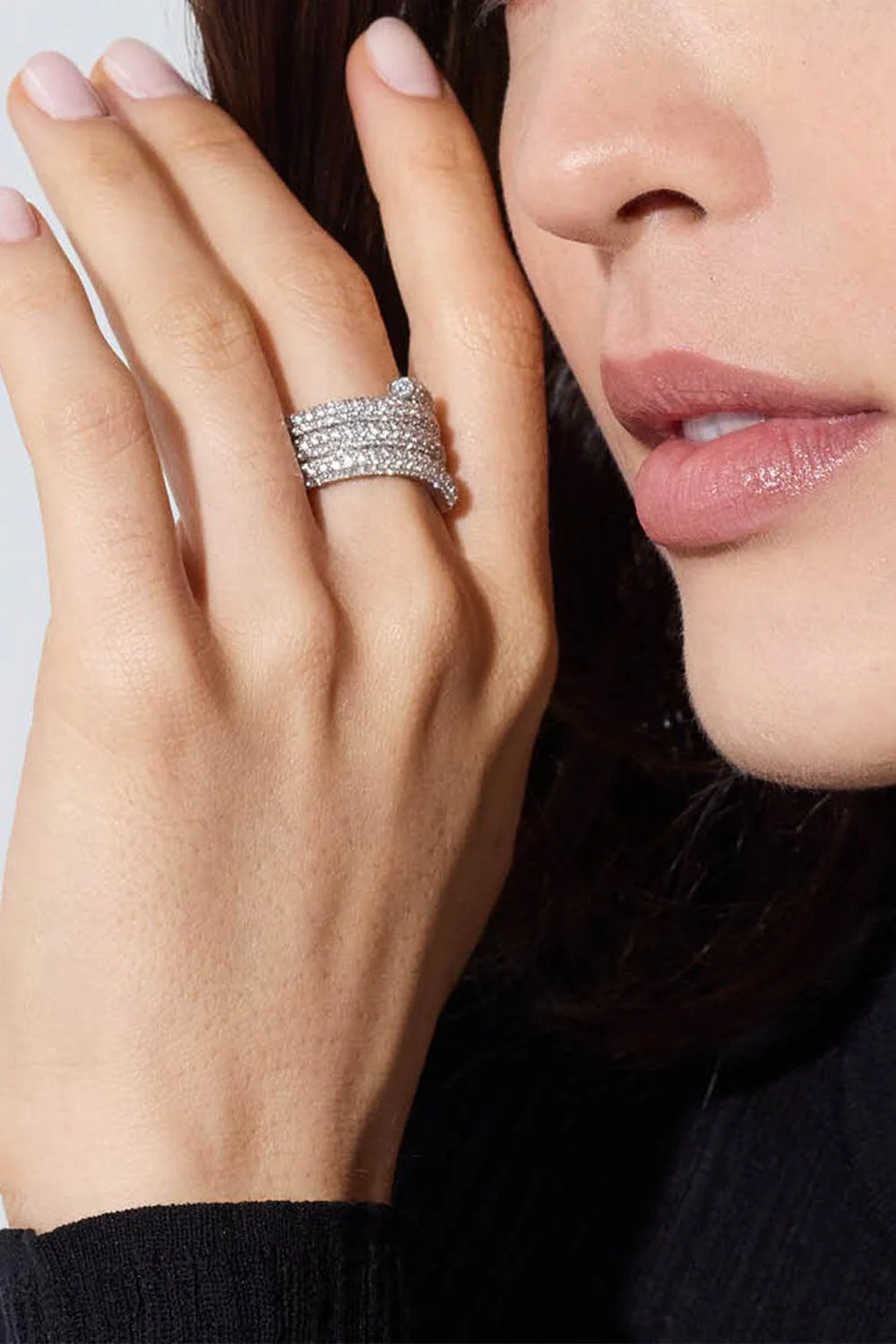 Diamond Triple Row Thoby Spiral Ring - Image 2