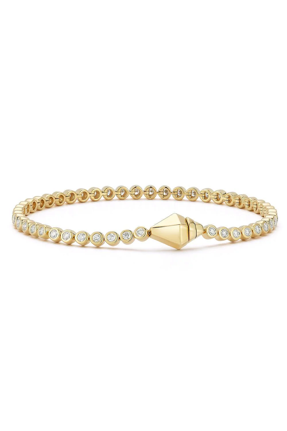 Diamond WF Classic Bezel Clasp Tennis Bracelet - Yellow Gold