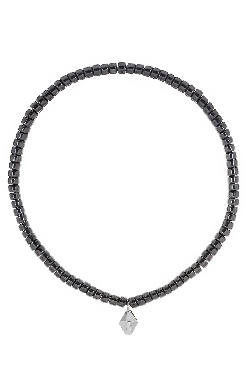 Hematitie Beaded Bracelet - Silver