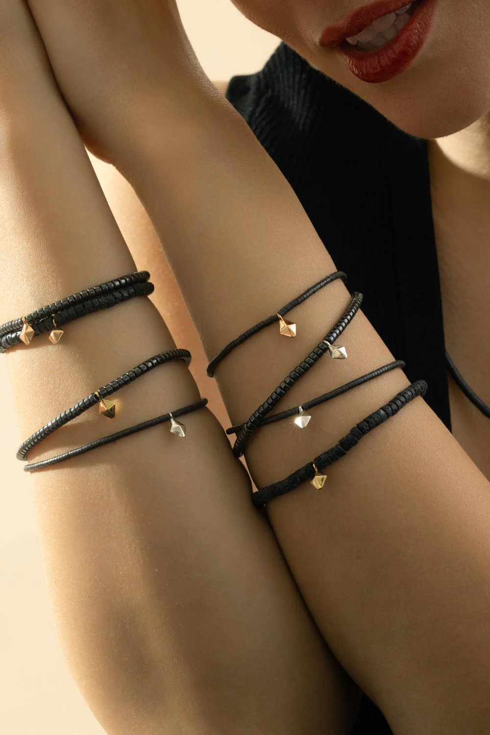Lava Beaded Bracelet - Yellow Gold - Image 4